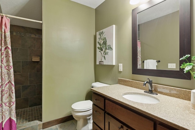 98 Tribute Ave, Hudson, WI 54016 - full bathroom with vanity, tiled shower, and tile patterned floors