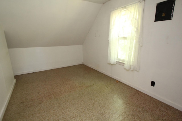 24195 Center St E, Mayfield Twp, MN 56701 - additional living space with vaulted ceiling and carpet flooring
