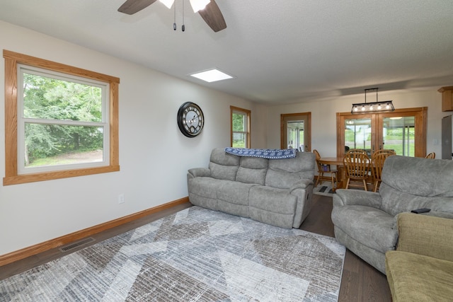 728 Linn St N, Prescott, WI 54021 - living room featuring plenty of natural light, wood finished floors, and ceiling fan