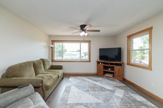 728 Linn St N, Prescott, WI 54021 - living room with healthy amount of natural light, light wood-style flooring, and a ceiling fan