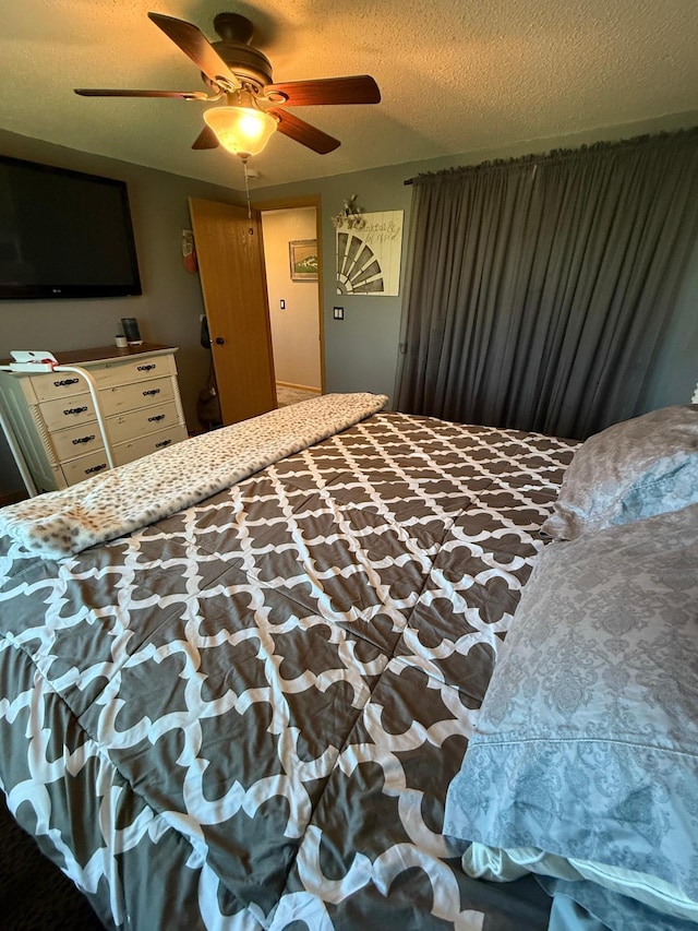 1865 180th St, Norman Twp, MN 56220 - bedroom featuring ceiling fan and a textured ceiling