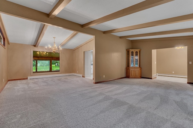 213 2nd St N, Cold Spring, MN 56320 - carpeted spare room with a baseboard radiator and a chandelier