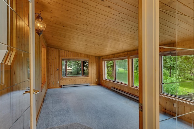 213 2nd St N, Cold Spring, MN 56320 - unfurnished sunroom featuring baseboard heating and lofted ceiling