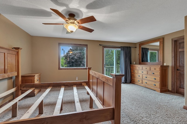 213 2nd St N, Cold Spring, MN 56320 - unfurnished bedroom with carpet floors, a textured ceiling, and a ceiling fan
