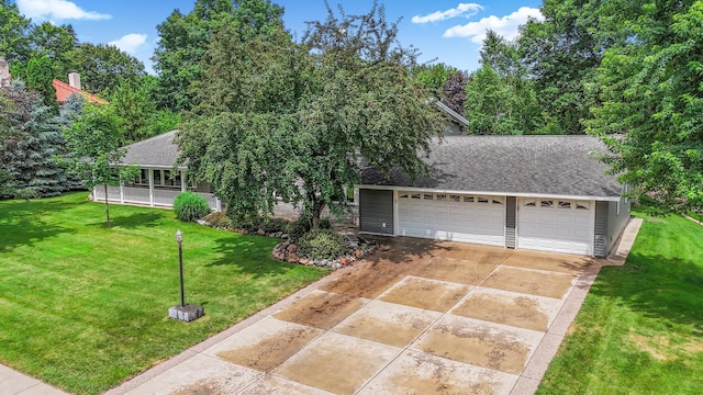 213 2nd St N, Cold Spring, MN 56320 - view of front of property featuring roof with shingles, a garage, and a front lawn