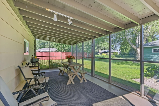 5913 Zenith Ave N, Brooklyn Center, MN 55429 - sunroom with beamed ceiling