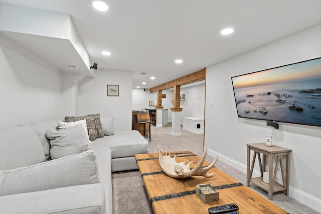 704 58th St, Minneapolis, MN 55417 - living room featuring recessed lighting and baseboards