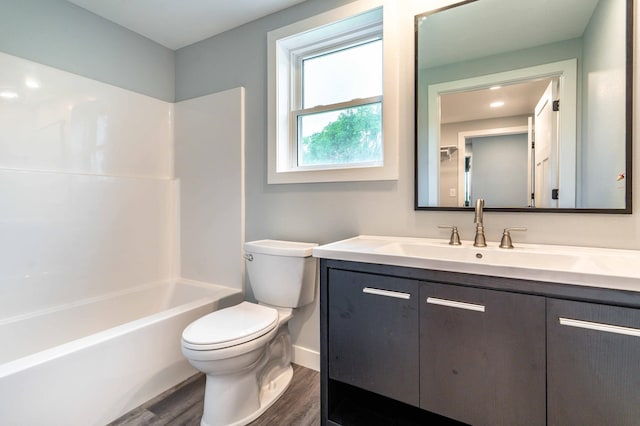 41565 Thunder Rd, Clitherall, MN 56524 - full bath with wood finished floors, vanity, and washtub / shower combination