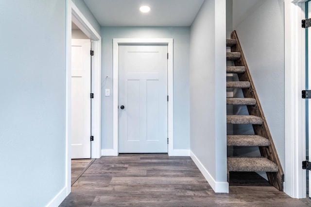 41565 Thunder Rd, Clitherall, MN 56524 - entryway with stairway, wood finished floors, and recessed lighting