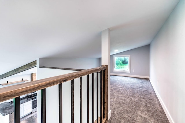 41565 Thunder Rd, Clitherall, MN 56524 - corridor with lofted ceiling and carpet
