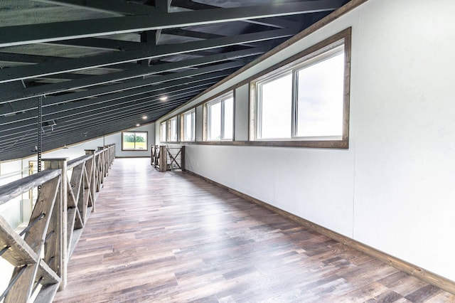 41565 Thunder Rd, Clitherall, MN 56524 - hallway with wood finished floors and vaulted ceiling