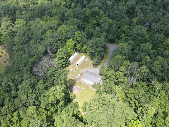 608 Round Lake Ave, Georgetown Twp, WI 54853 - aerial view of property and surrounding area with a heavily wooded area