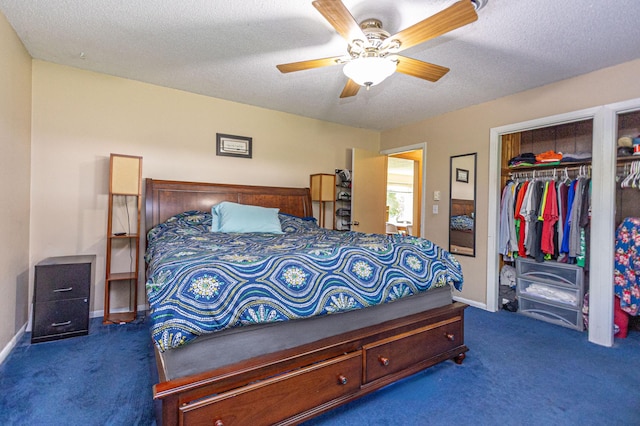 1007 Ruby St NW, Alexandria, MN 56308 - carpeted bedroom featuring a closet, ceiling fan, and a textured ceiling