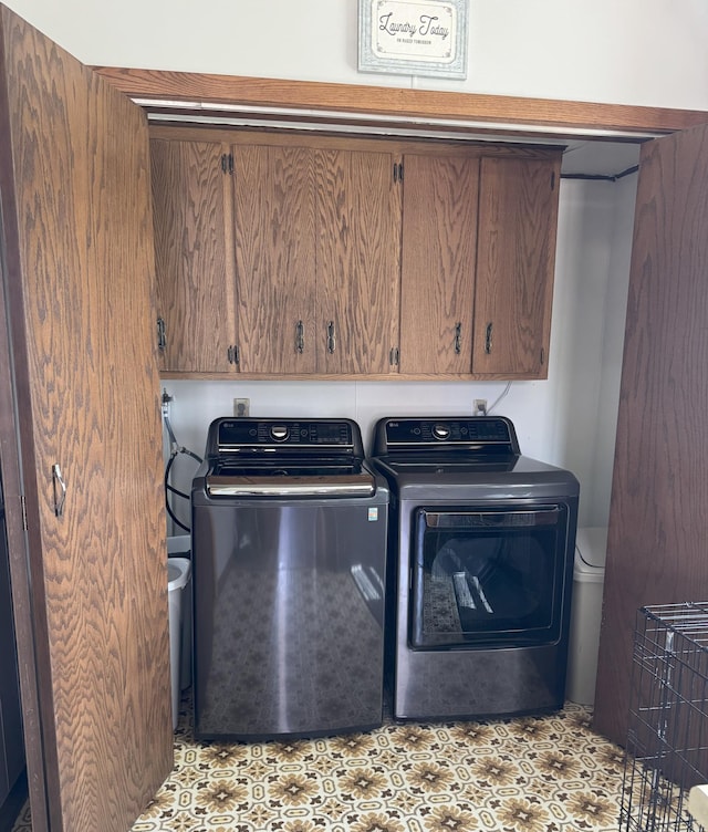 74194 415th St, South Branch Twp, MN 56081 - laundry room featuring washing machine and clothes dryer and cabinet space