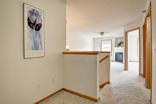 11307 Chisholm Cir NE Unit C, Blaine, MN 55449 - hallway featuring an upstairs landing, light colored carpet, and a textured ceiling