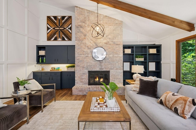 6205 Saint Albans Cir, Edina, MN 55439 - living room with a decorative wall, light wood-style flooring, and a fireplace
