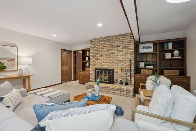 6205 Saint Albans Cir, Edina, MN 55439 - living room with carpet flooring, a fireplace, and recessed lighting