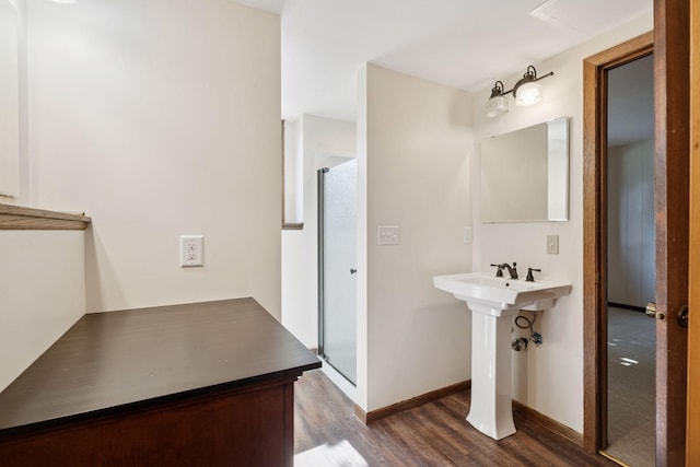 6205 Saint Albans Cir, Edina, MN 55439 - bathroom featuring wood finished floors and a stall shower