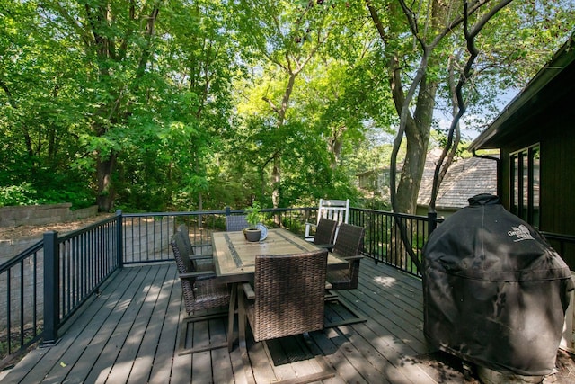 6205 Saint Albans Cir, Edina, MN 55439 - wooden terrace with outdoor dining space and area for grilling