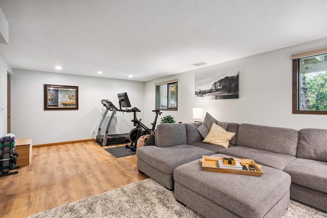 4463 Arden View Ct, Arden Hills, MN 55112 - living area featuring light wood-style floors, healthy amount of natural light, recessed lighting, and a textured ceiling