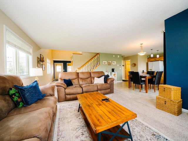 519 Graceview Loop, Saint Joseph, MN 56374 - living area featuring stairway and light carpet