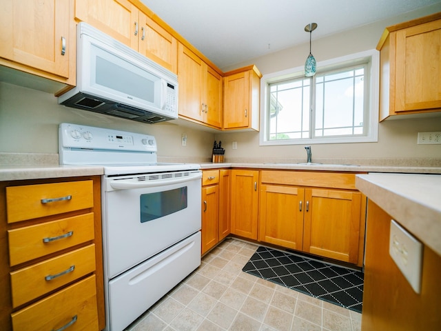 519 Graceview Loop, Saint Joseph, MN 56374 - kitchen featuring white appliances, light countertops, and pendant lighting