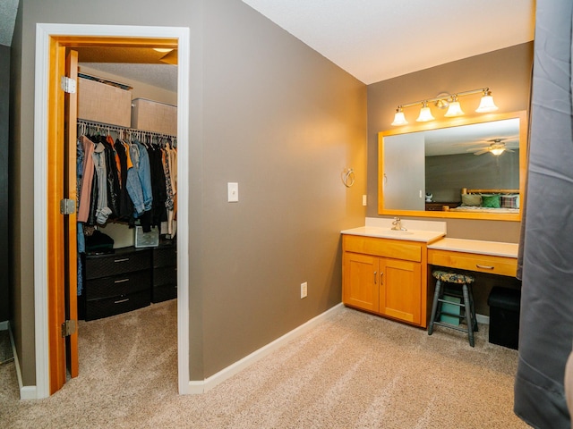 519 Graceview Loop, Saint Joseph, MN 56374 - bathroom with vanity, ceiling fan, and carpet flooring