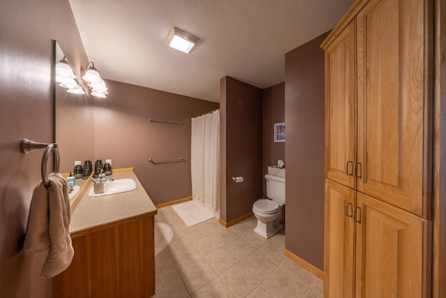 1100 27th St SW, Austin, MN 55912 - bathroom with vanity, tile patterned floors, and curtained shower