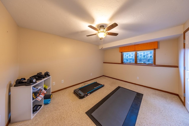 1100 27th St SW, Austin, MN 55912 - workout area with carpet flooring and a ceiling fan
