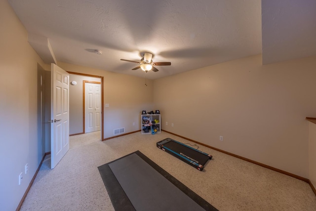 1100 27th St SW, Austin, MN 55912 - workout room with a ceiling fan and light carpet