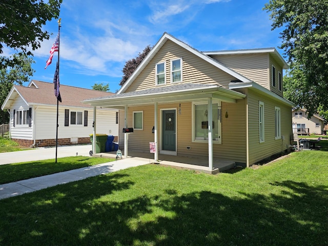411 Main St, Pipestone, MN 56164 - view of front of house featuring a front yard and covered porch