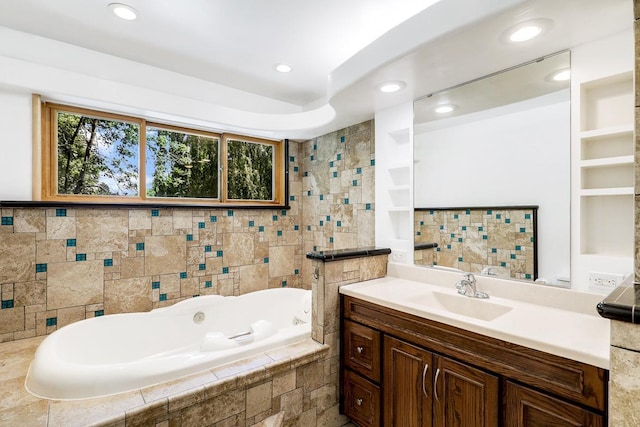 801 Corens Dr, Minnetonka, MN 55305 - bathroom with a jetted tub, vanity, and recessed lighting