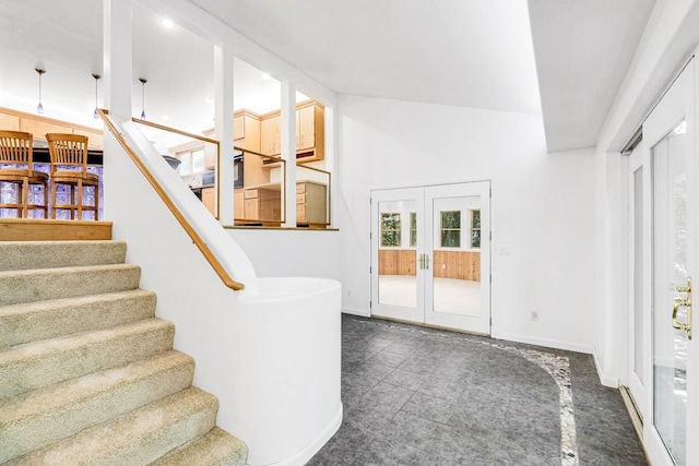 801 Corens Dr, Minnetonka, MN 55305 - stairway with tile patterned flooring and french doors