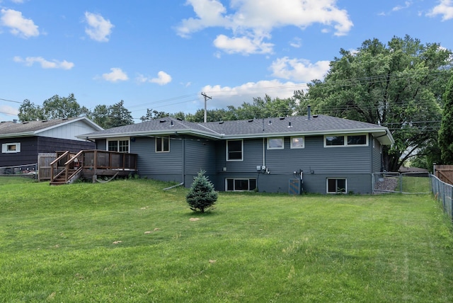 1620 7th St NW, New Brighton, MN 55112 - rear view of house featuring a wooden deck