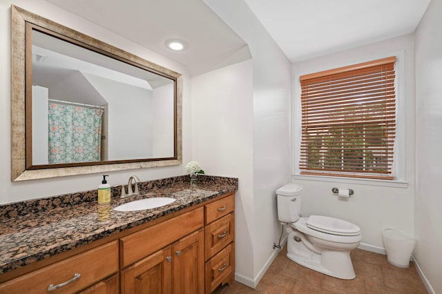 6712 Hillside Ln, Edina, MN 55439 - full bathroom featuring vanity, tile patterned floors, and recessed lighting