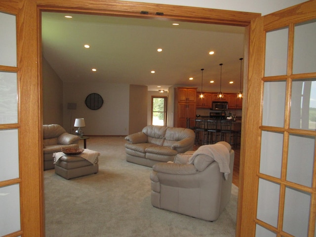 316 8th St NE, Fulda, MN 56131 - living room featuring light carpet and recessed lighting