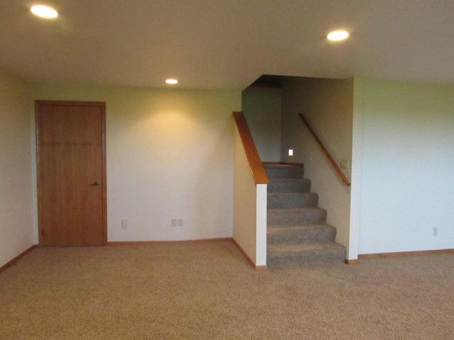 316 8th St NE, Fulda, MN 56131 - staircase featuring recessed lighting and carpet