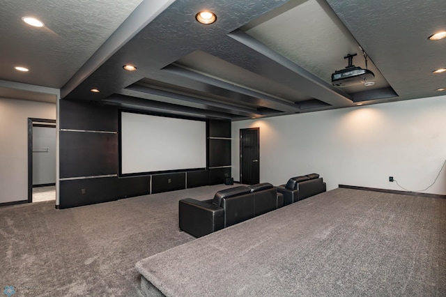 7373 14th St S, Fargo, ND 58104 - carpeted home theater room with recessed lighting and a textured ceiling