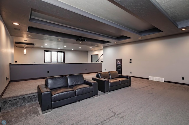 7373 14th St S, Fargo, ND 58104 - carpeted cinema room featuring recessed lighting and a raised ceiling