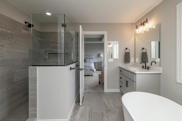 14714 146th Ave N, Dayton, MN 55327 - ensuite bathroom with vanity, marble finish floors, walk in shower, and a freestanding tub