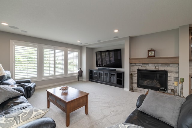 14714 146th Ave N, Dayton, MN 55327 - carpeted living area with a fireplace and recessed lighting