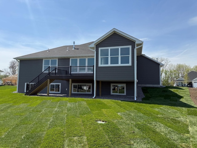14147 77th Ln NE, Otsego, MN 55330 - rear view of house featuring a deck, a yard, and stairs