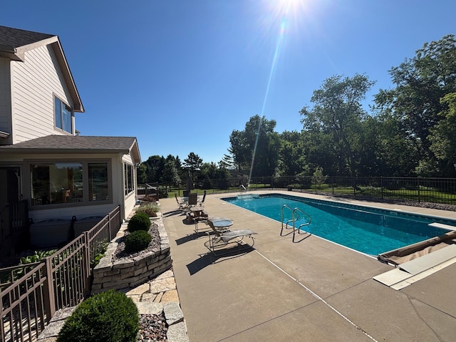 160 River Bluff Pl NW, Cascade Twp, MN 55901 - view of pool with a patio area and a diving board