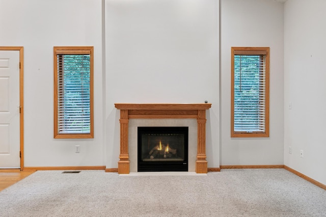 3406 Eagan Oaks Ct, Eagan, MN 55123 - carpeted living area with a fireplace with flush hearth and baseboards