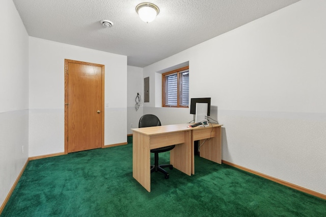 3406 Eagan Oaks Ct, Eagan, MN 55123 - unfurnished office with carpet flooring, electric panel, and a textured ceiling
