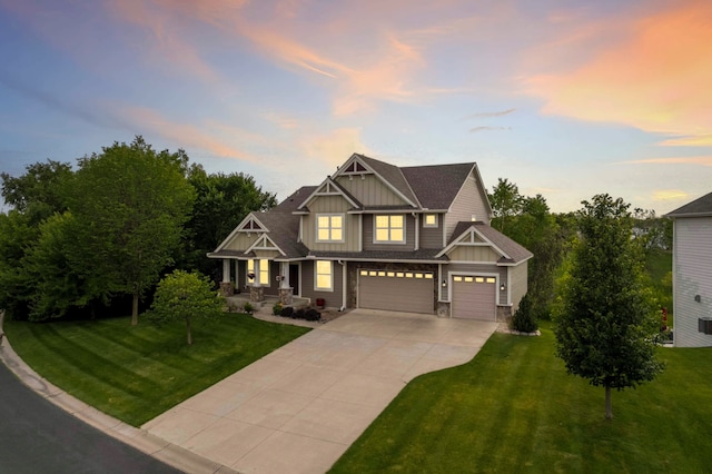 3153 Magnolia Dr, Medina, MN 55340 - craftsman inspired home featuring board and batten siding, driveway, a front yard, and a garage