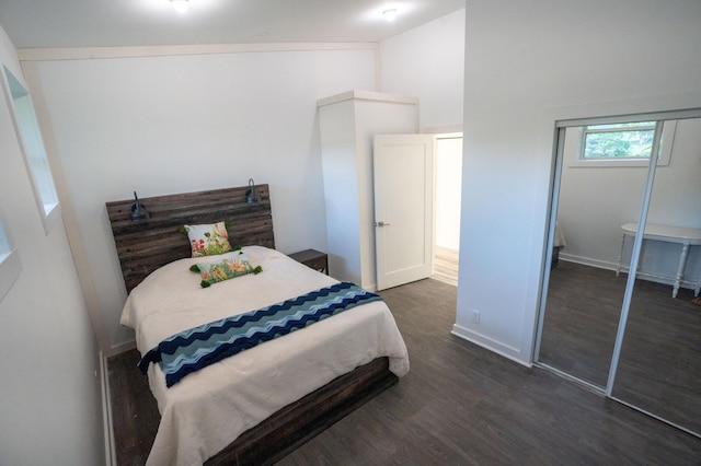 1650 Gunn Rd, Grand Rapids, MN 55744 - bedroom with dark wood-style floors, a closet, and high vaulted ceiling