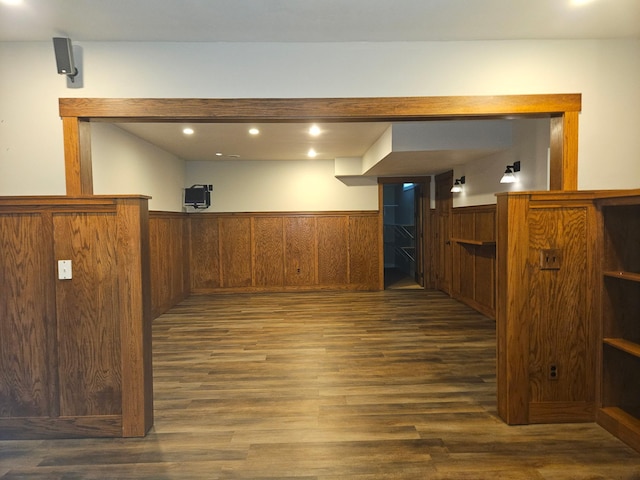 1504 4th St NE, Willmar, MN 56201 - interior space with dark wood-type flooring, wainscoting, and recessed lighting