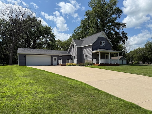 681 8th St, Walnut Grove, MN 56180 - view of front of house with driveway, a garage, a front yard, and a porch