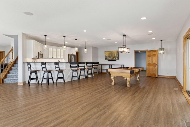 12795 Ozark Trl N, May Twp, MN 55082 - playroom featuring recessed lighting, wood finished floors, and billiards
